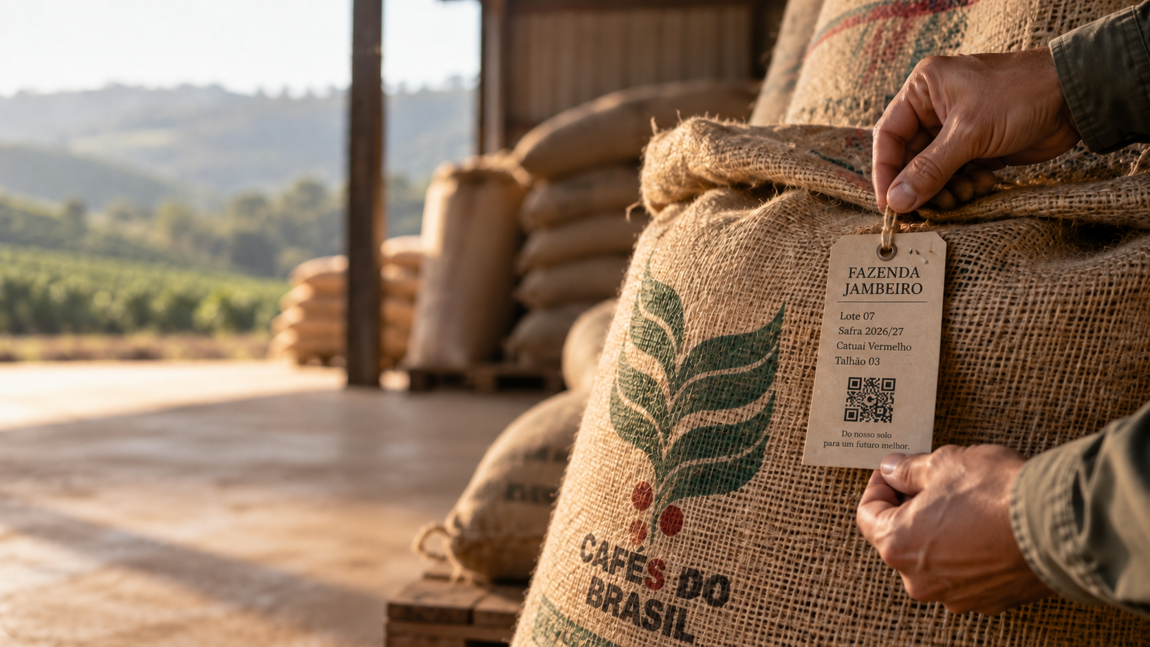 Lotes de café identificados no armazém